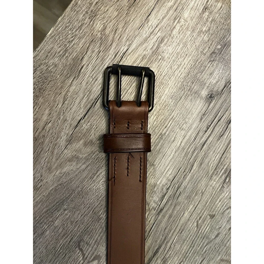 Brown Double Buckle Banana Republic Genuine Cow Leather Belt Size 34